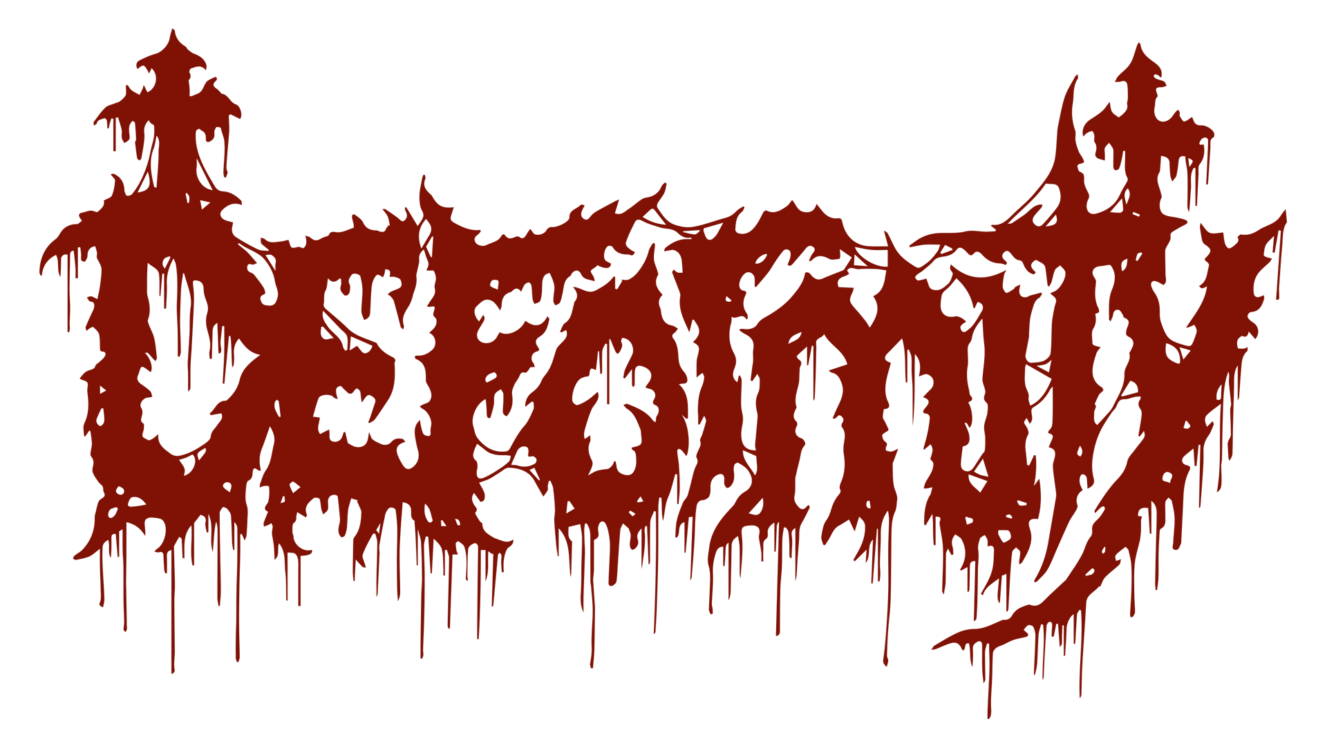 Deformity death metal band logo in blood red